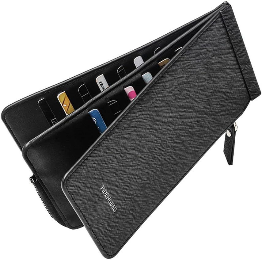 Womens Mens Walllet RFID Blocking Bifold Multi Card Case Wallet with Zipper Pocket Black
