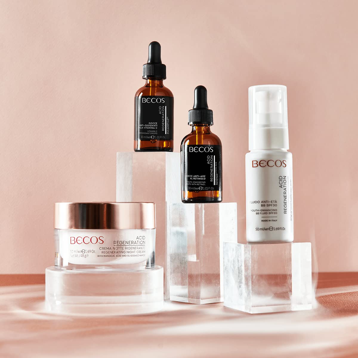 Becos Acid Regeneration - Gocce Anti Ossidanti Viso alla Vitamina C 30ml - azione anti ossidante, rigenera e rinnova intensamente il tessuto, prevenendo e contrastando la comparsa degli inestetismi