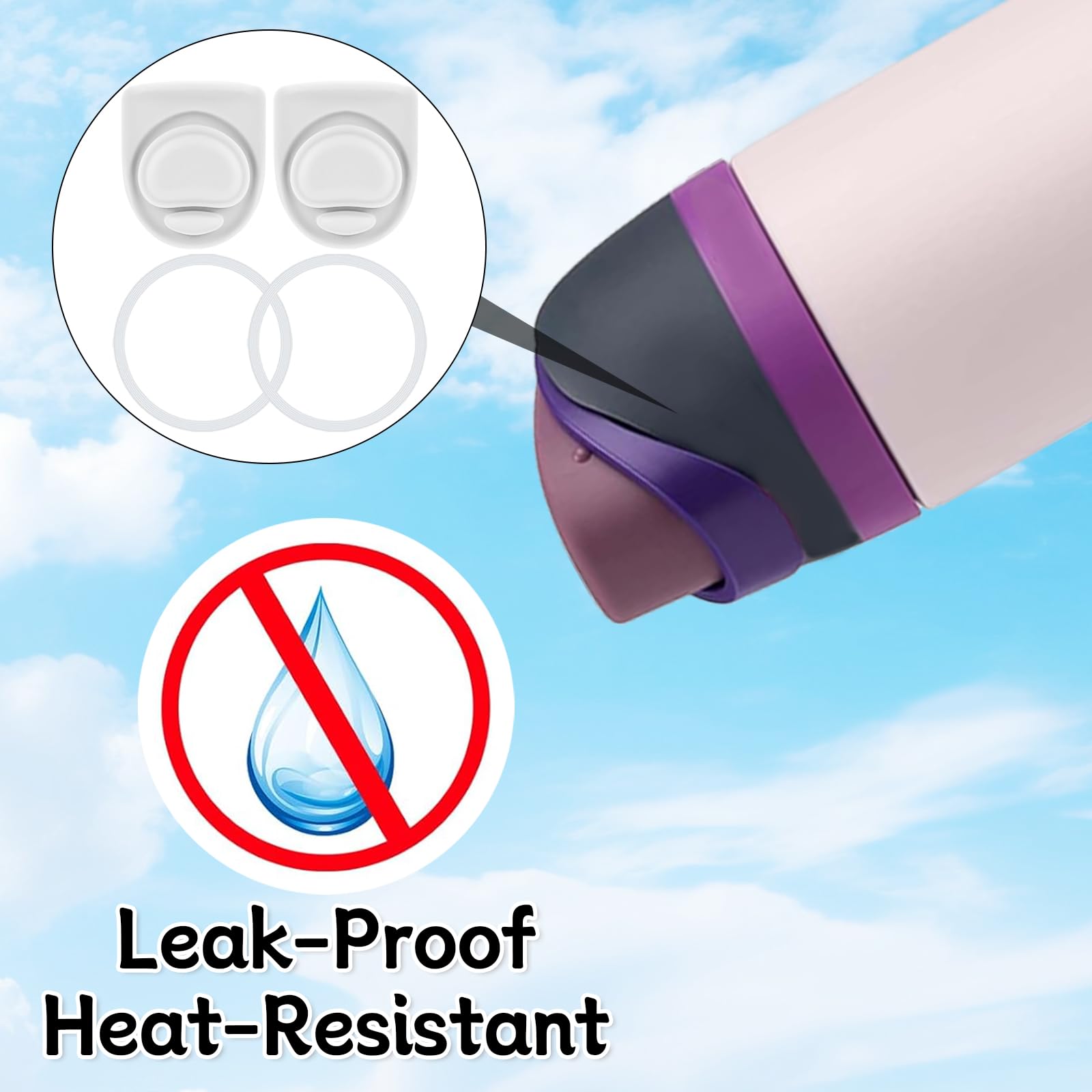 2pz Guarnizioni di Tenuta Bottiglie e 2pz Tappi di Ricambio Tappi per Owala Freesip 32/40oz, Accessori Tenuta in Silicone Senza BPA per Owala Freesip 16/19/24/32/40oz