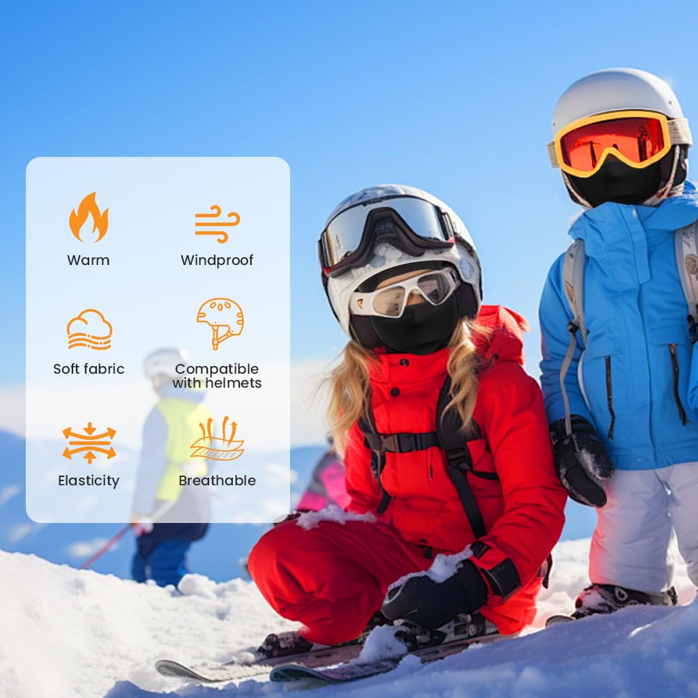 Pasamontañas Térmico para Niños, Balaclava Protector, Pasamontañas Niño Multifuncional Máscara, Cálido Calentador de Cuello para Niños y Niñas Ciclismo, Esquí y Deportes al Aire Libre