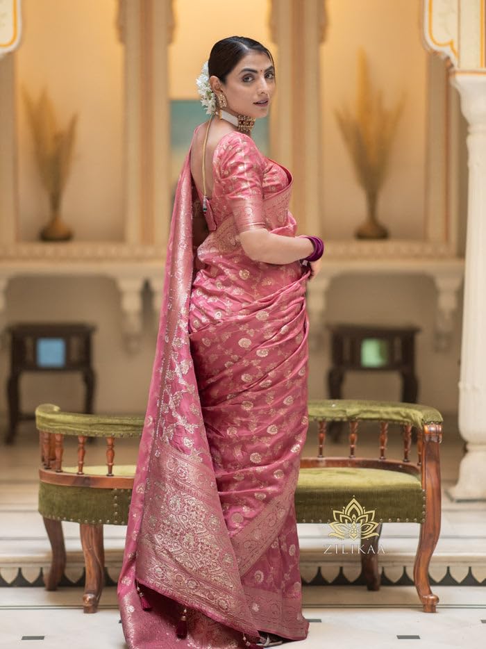 Image of C J Enterprise Women's Pure Kanjivaram Soft Silk Saree Banarasi Style Sarees For Wedding With Blouse Piece (Pari-165)