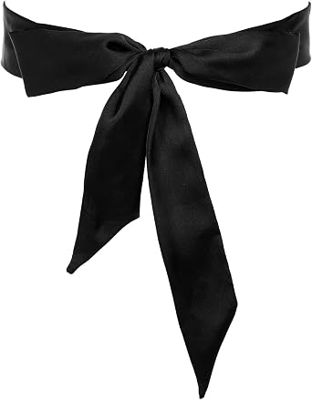 Bow Belts for Women, Long Double Side Satin Sash Belt Ceremony Belt for Wedding Bridal Special Occasion Dresses 2 WideBlack