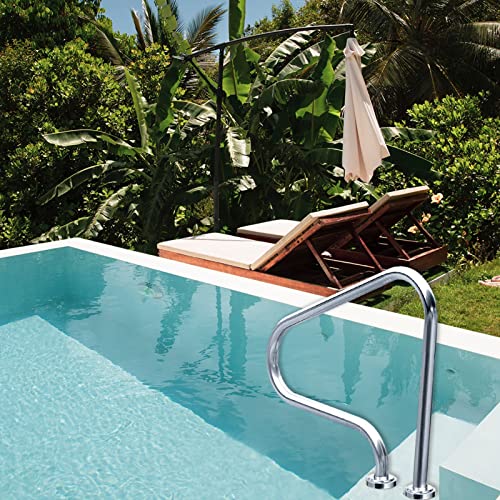 Pool Handrail for Outdoor Indoor Pools, 1PCS 31.5 in Height Stainless Steel Swimming Pool Transitional Hand Rails Railing for Spa Round Pools - Complete Kit