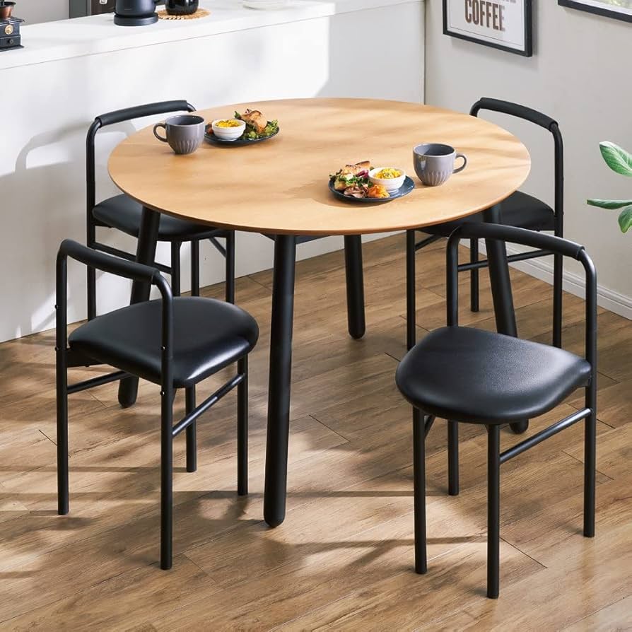 Amazon｜家具 収納 テーブル 机 丸テーブル 天板下にイスが