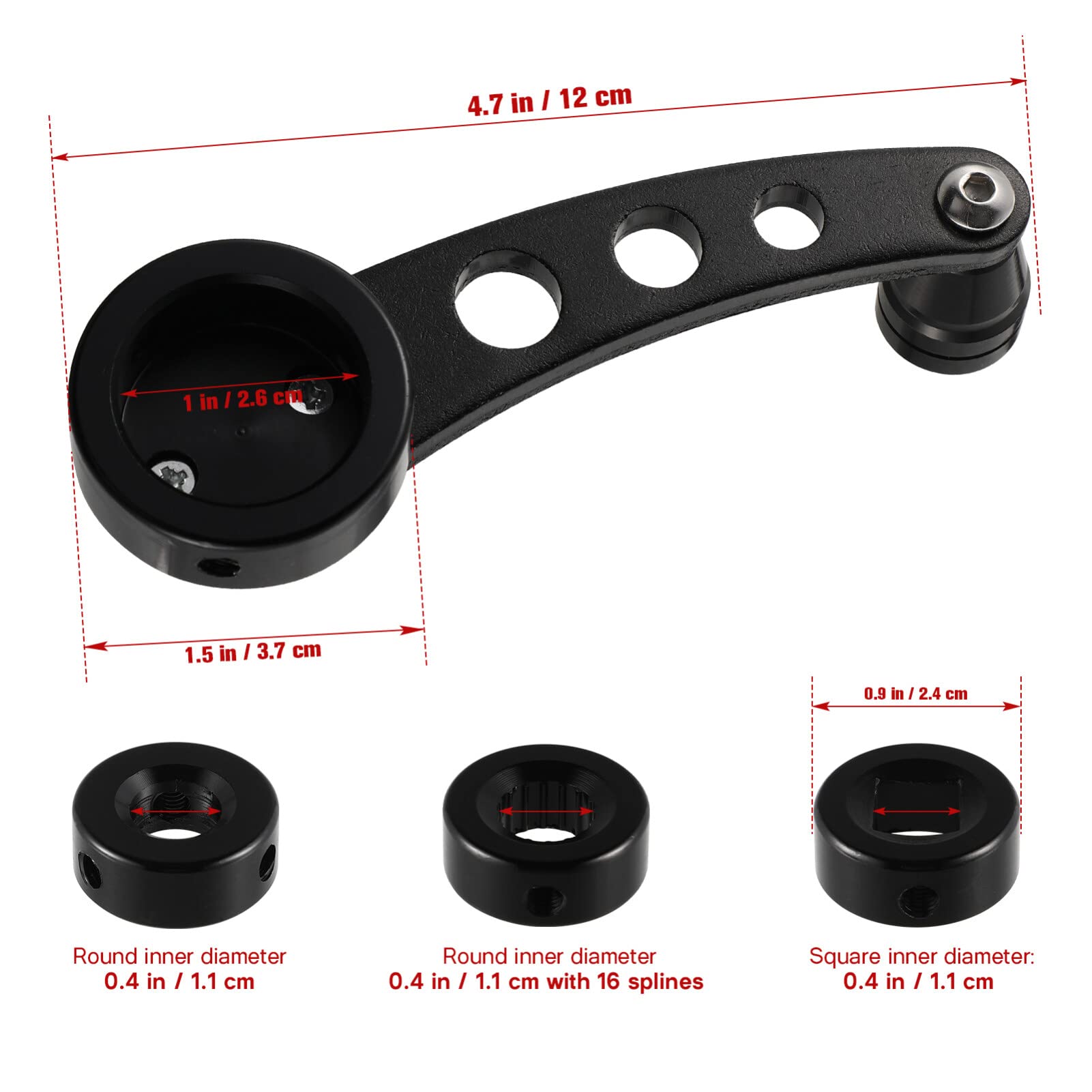 Wakauto, pedivella universale per finestrino auto, manovella in alluminio, manovella per finestrino auto, set per estrattore pedivella, pedivella, pedivelle e leva manuale, colore nero