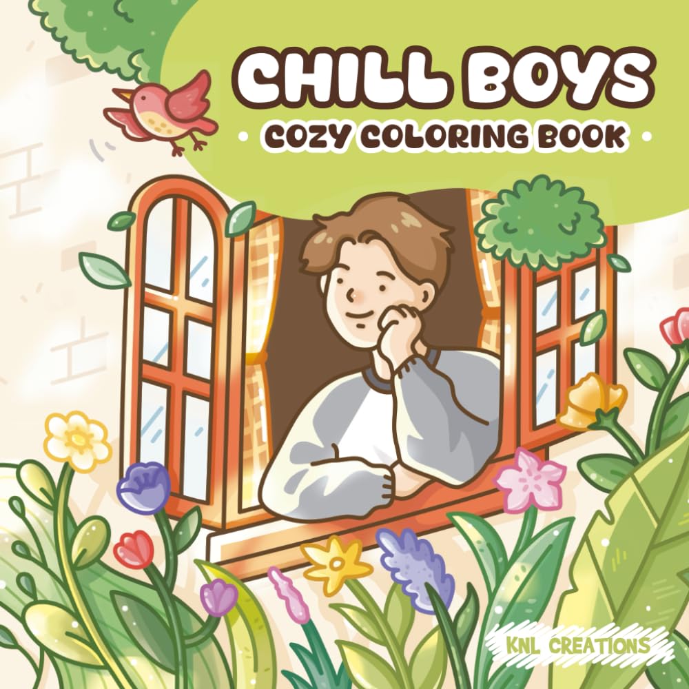 Chill Boys: Cozy Coloring Book for Adults and Teens Featuring Boys in Hygge Scenes for Relaxation