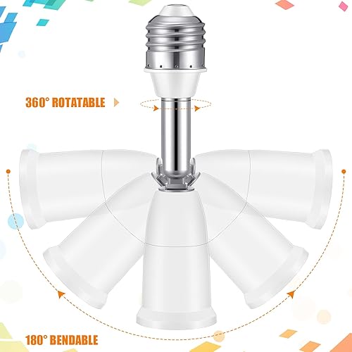 Miniatura 3 de Extensores de enchufe de luz E26 E27, extensión de 4.1 pulgadas, adaptador de extensión de enchufe vertical ajustable de 180 grados, convertidor de