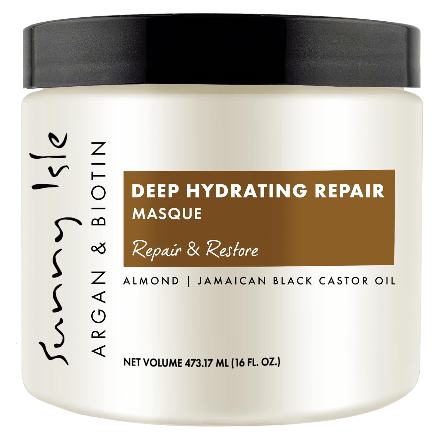 Sunny Isle Argan and Biotin Deep Hydrating Intensive Repair Hair Masque 16oz | Biotin, Almond Oil and Jamaican Black Castor Oil Infused | Repair & Restore