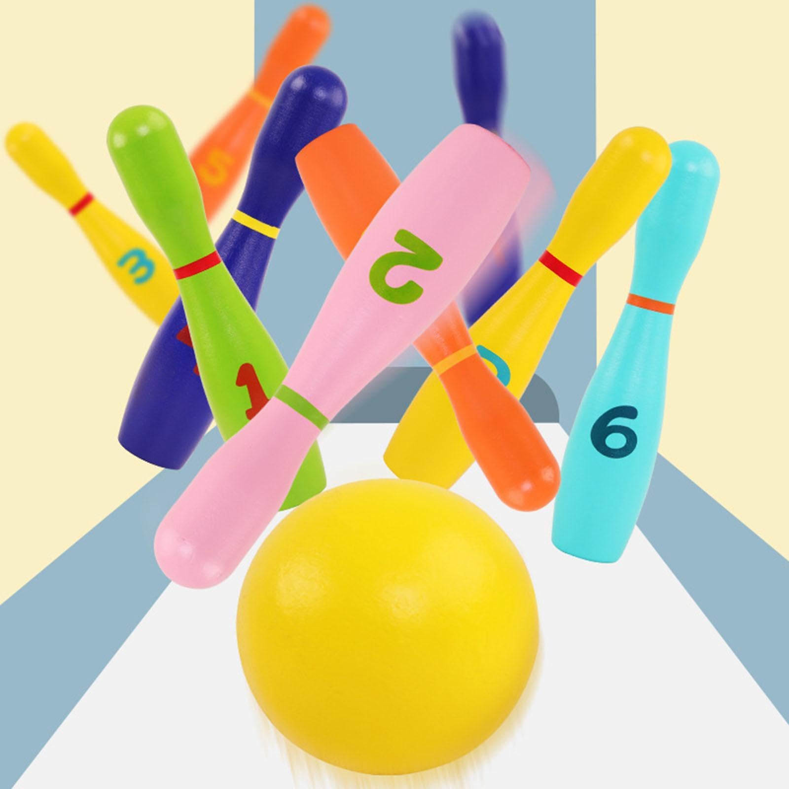 Set da Bowling per Bambini, Set da Bowling in Legno per Lo Sviluppo Precoce, Gioco di attività al Chiuso, Ideale Come Regalo, Giocattolo per La Casa