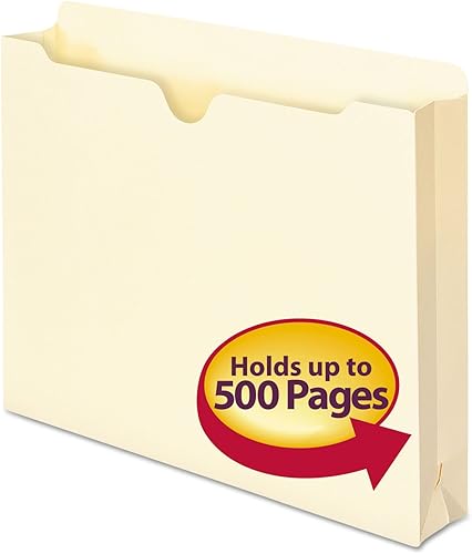 Smead Chaqueta de archivo, pestaña de corte recto, expansión de 2 pulgadas, tamaño carta, Manila, 50 por caja (75470)