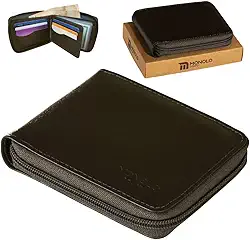 Carteira Masculina Couro Legítimo Ziper Porta Cartão Documentos Crédito CNH Grande Completa Monolo