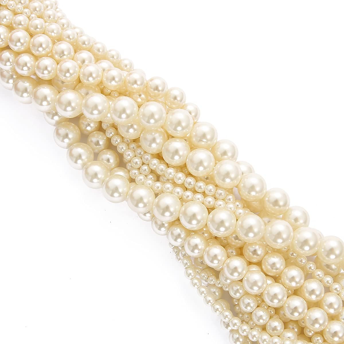 Glass Pearl Beads Round Beige 4mm Loose Gemstone Beads for DIY Jewelry Making 15.8''/Strand