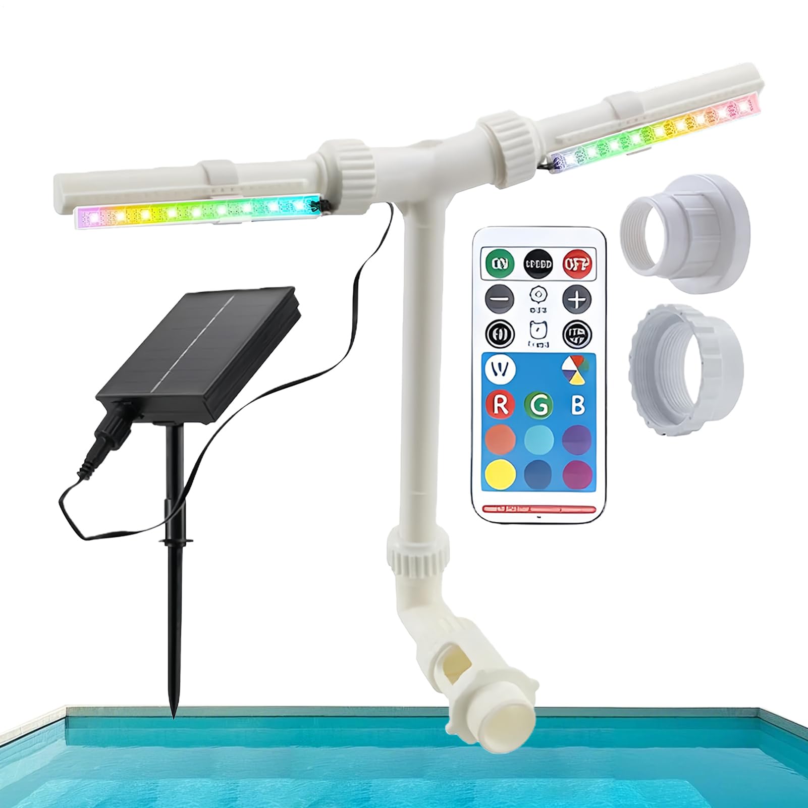 Fontaine à eau pour piscine, dispositif cascade avec télécommande