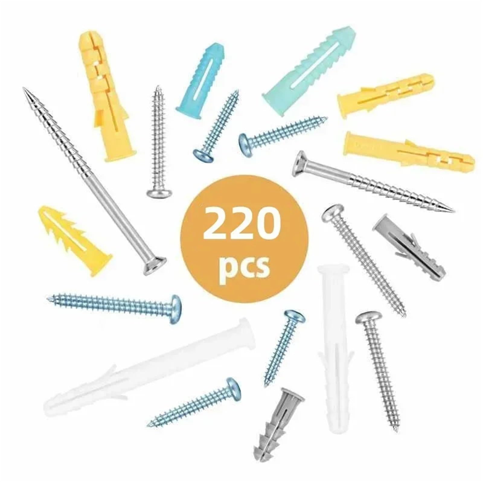 Dübel 10mm Trockenbau-Rippendübel-Anker-Set, Kunststoff-Selbstbohr-Erweiterung mit selbstschneidendem Kreuzschlitzschrauben-Sortiment