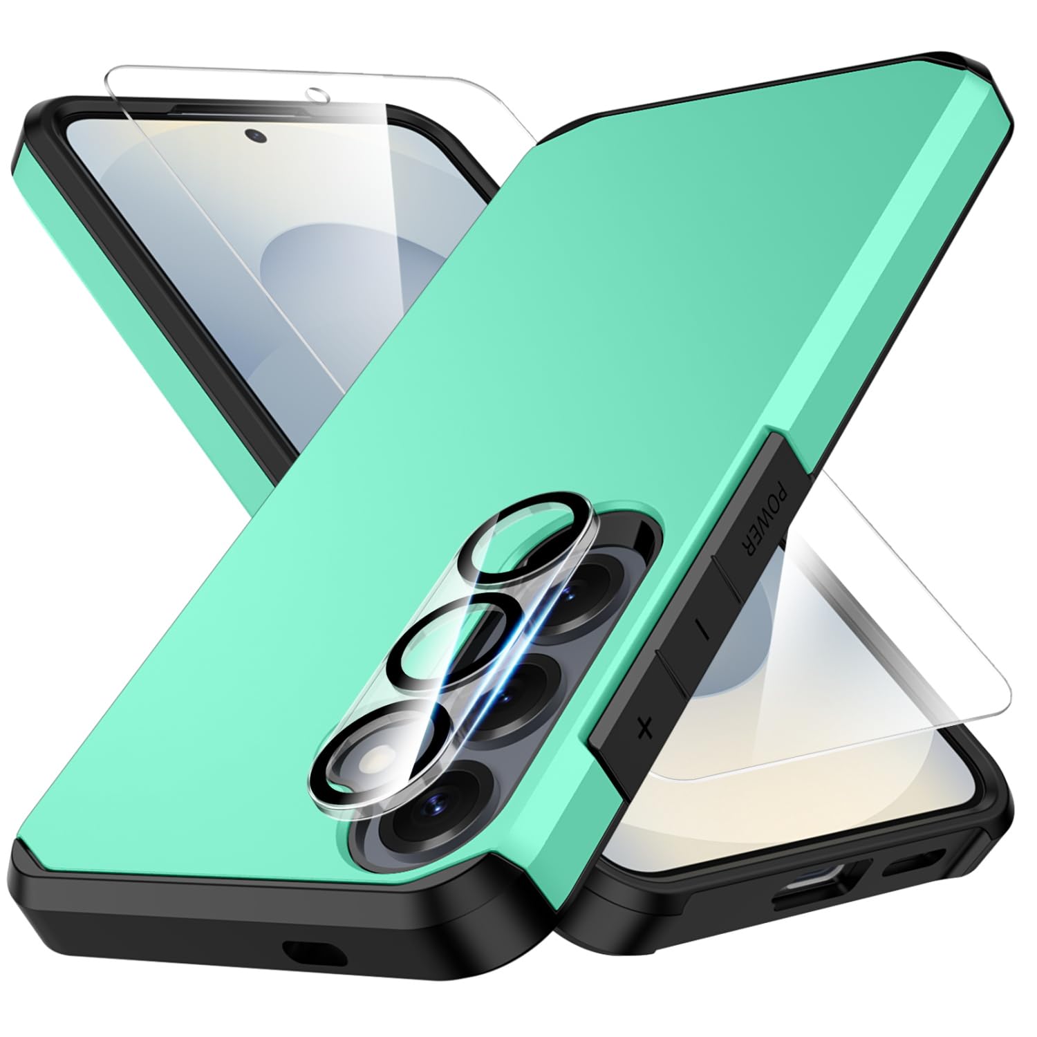 3 in 1 for Samsung Galaxy s25 5G Phone case with Tempered Glass Screen Protector +Camera Lens Protector,fit Samsung s25 5G Phone case,Silicone Durable