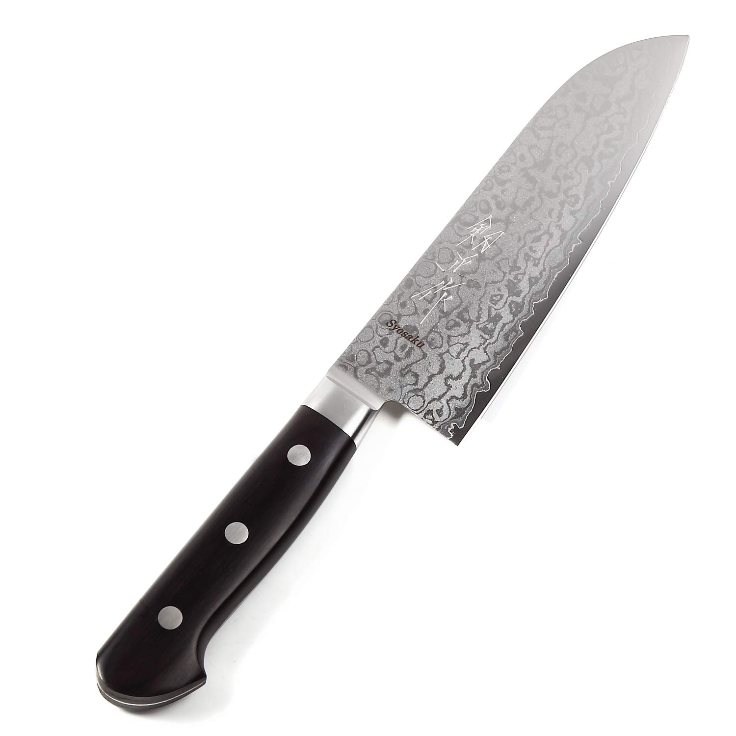 Japanese Multi Purpose Chef Knife Shaded Damascus VG-10 16 Layer Black Pakkawood Handle, Santoku 6.5-inch (165mm)