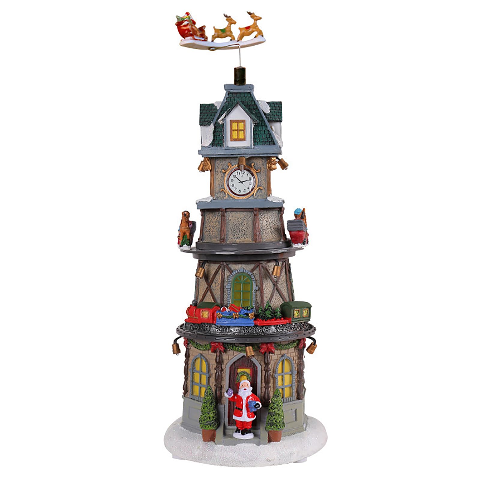 Torre Dell'orologio Di Natale, Decorazioni Per La Casa Del Villaggio Di Natale Con Luci a LED E Musica Tradizionale, Funzionamento Tramite USB/batterie E Materiale In Resina Durevole Di Qualità