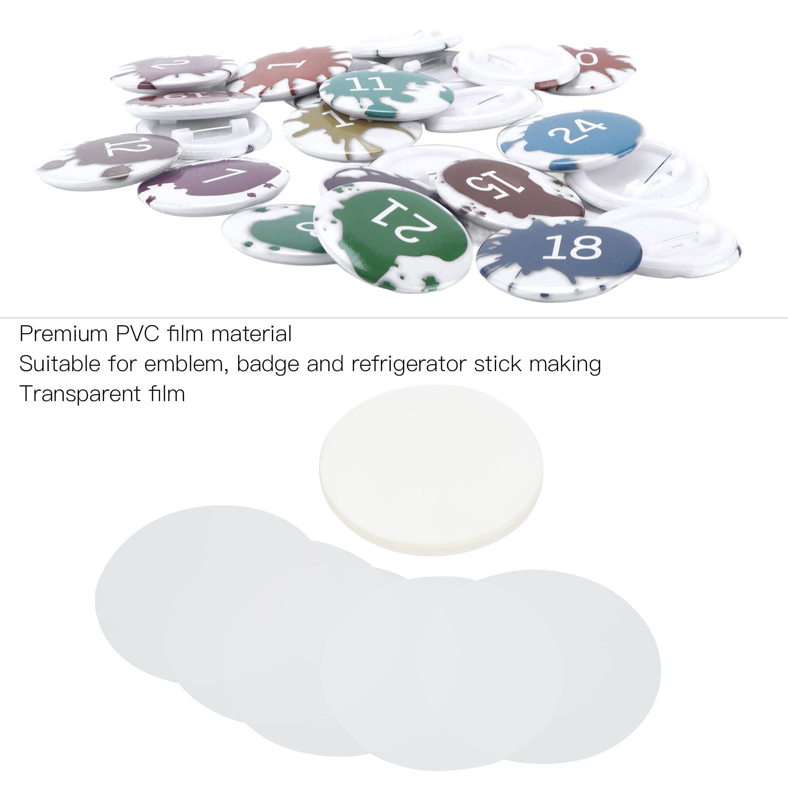 Film Transparent, Film De Badge 100 Pièces Pour Bouton Badge Rond, Film De Protection Transparent Pour Badge DIY Button Maker Clear StampsStamps(58mm/2.3in
