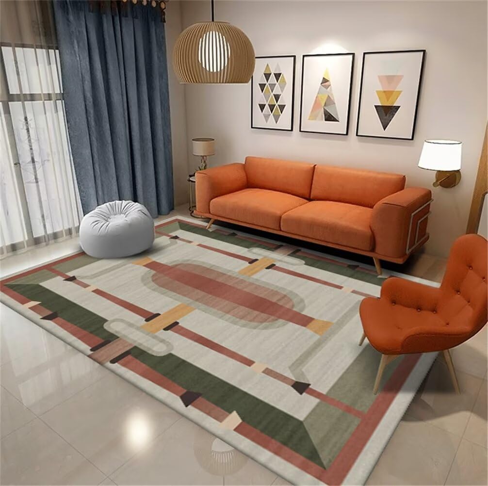 Tapis de salon vert 200x250cm lavable et antidérapant pour chambre
