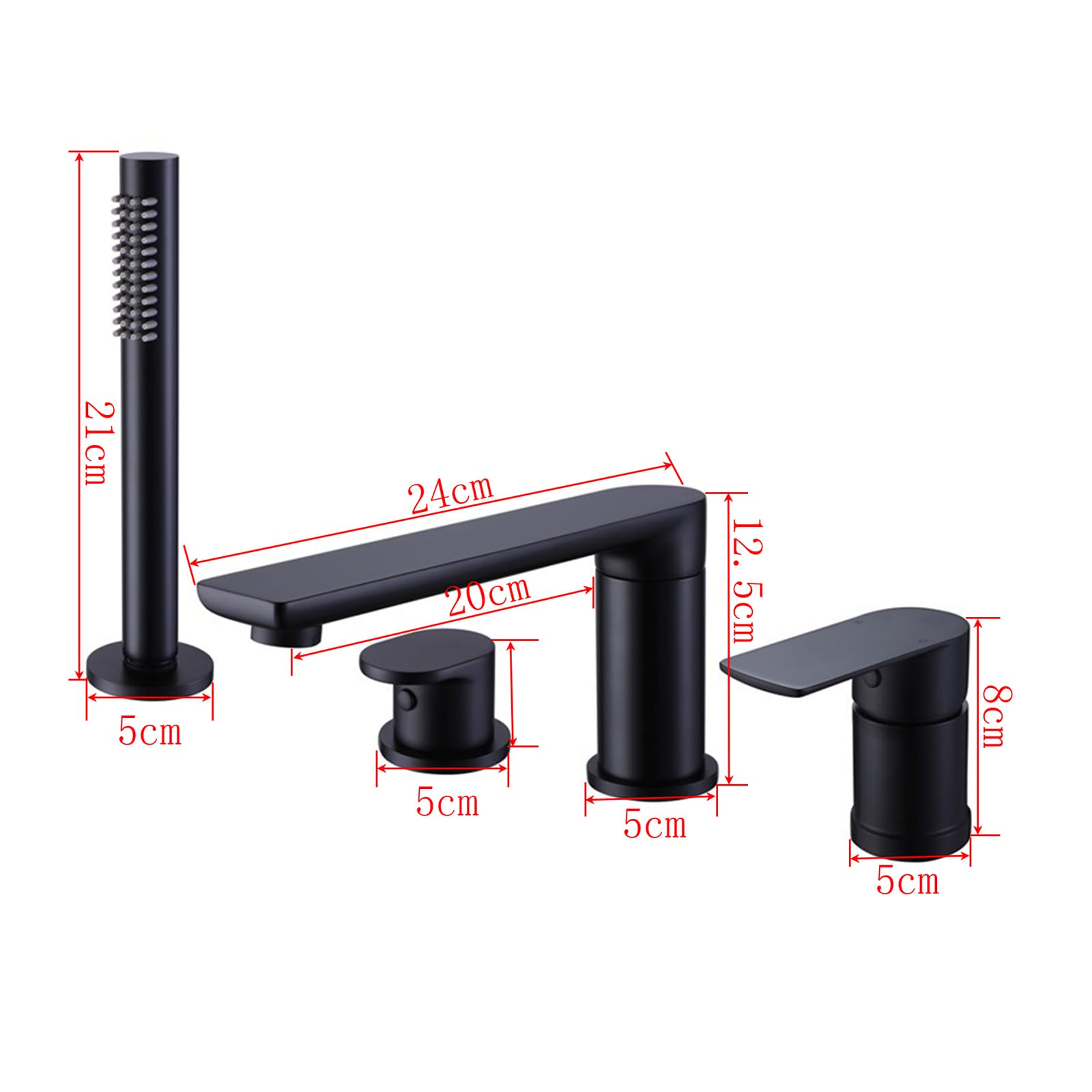 Bateria wannowo-prysznicowa z 4 otworami Zestaw baterii wannowych Bateria łazienkowa z prysznicem Jednouchwytowa bateria wannowo-prysznicowa z obrotową baterią 360 stopni Chrom powerfully
