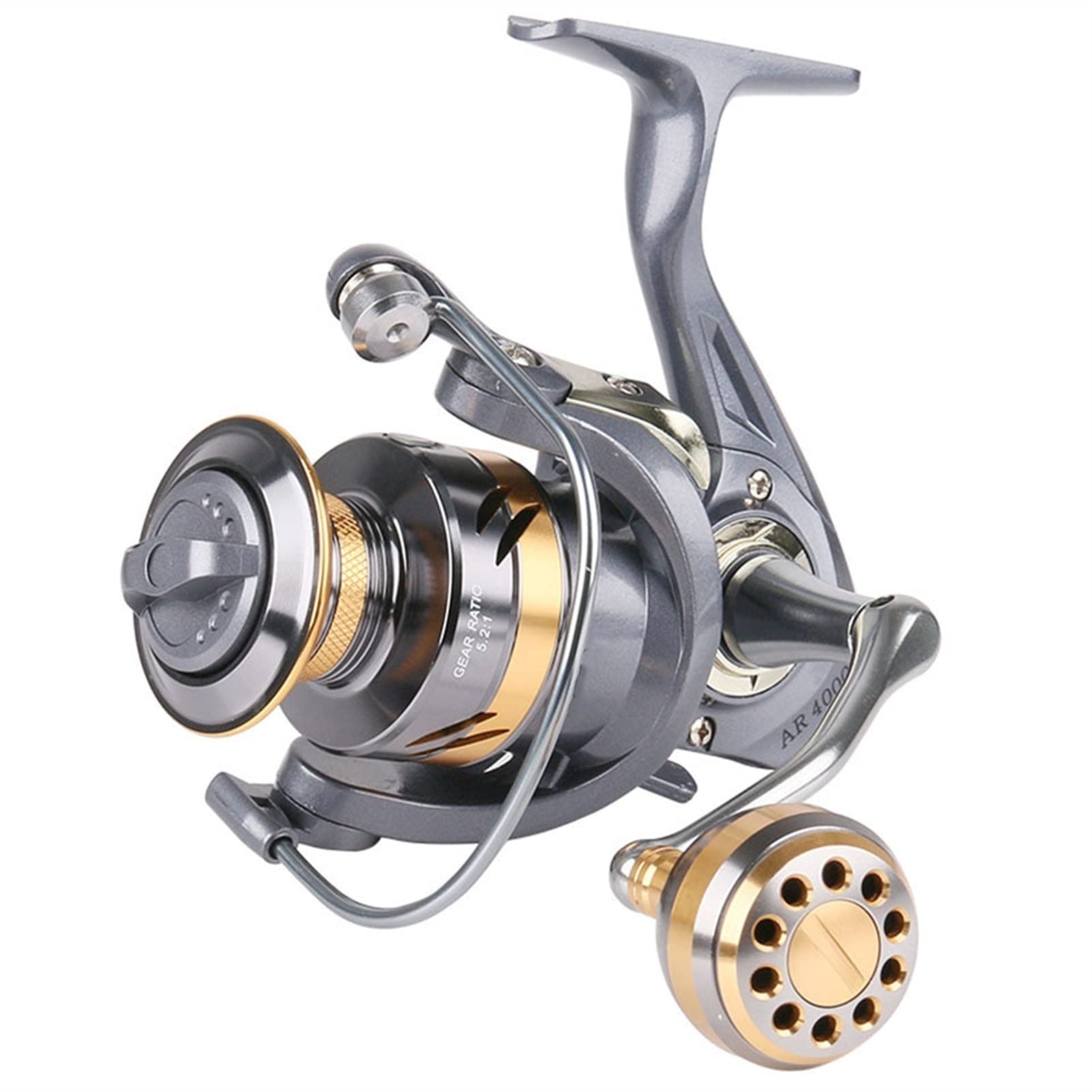 Amazon.com: HNGM Fishing reel Metal Spool Fishing Reel 2BB AR2000-7000  High-speed Gear ratio 5.2:1 High-speed Spinning Reel Baitcast Reel Casting  Reel (Color : Gray, Spool Capacity : 4000 Series) : Sports & Outdoors