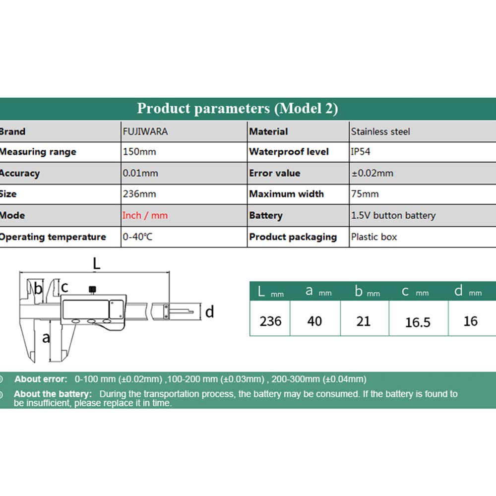 AKT Elektroniczna suwmiarka 150 mm zakres pomiarowy LCD cyfrowa IP54 z przelicznikiem jednostek/pudełkiem do przechowywania, bardzo precyzyjne narzędzia pomiarowe, 150 mm