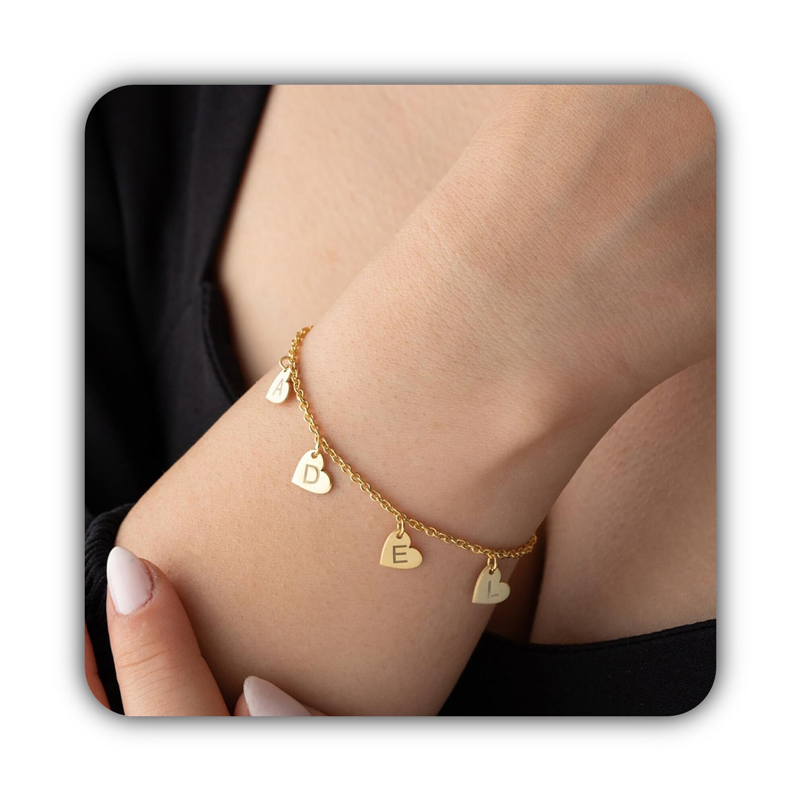 Inicial corazón pulsera personalizado pequeño letra para mujeres Día de la Madre Navidad aniversario cumpleaños