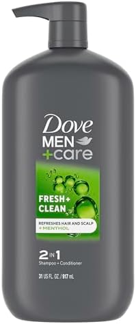 DOVE MEN + CARE 2 in 1 Shampoo and Conditioner Fresh & Clean for Clean Hair Shampoo and Conditioner for Stronger, Healthy Hair Everyday 31 oz