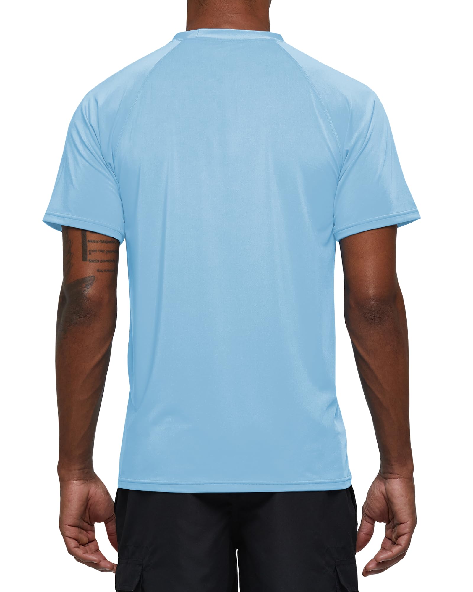 Arcweg Camiseta Hombres Mangas Cortas Rash Guard de Protección UPF 50＋Secado Rápido Deportes Acuáticos Surf Natación Verano Negro y Azul Cobalto