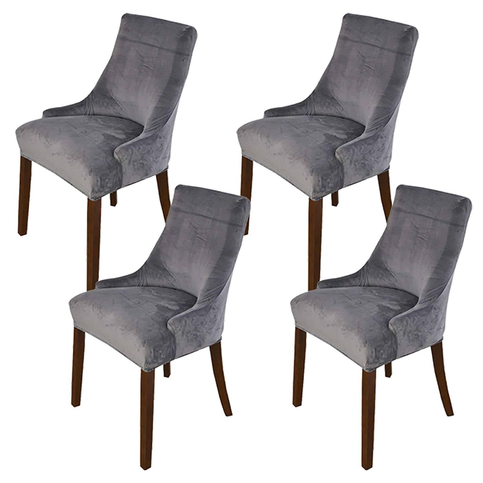 Wjhdwyd Gris Foncé Elastic Velvet Wingback Side Chair Covers, Set Of 1 Thick Dining Chair Covers Removable Washable Arm Chair Protector Cover-Gold-Set Of 1(,Lot De 4)
