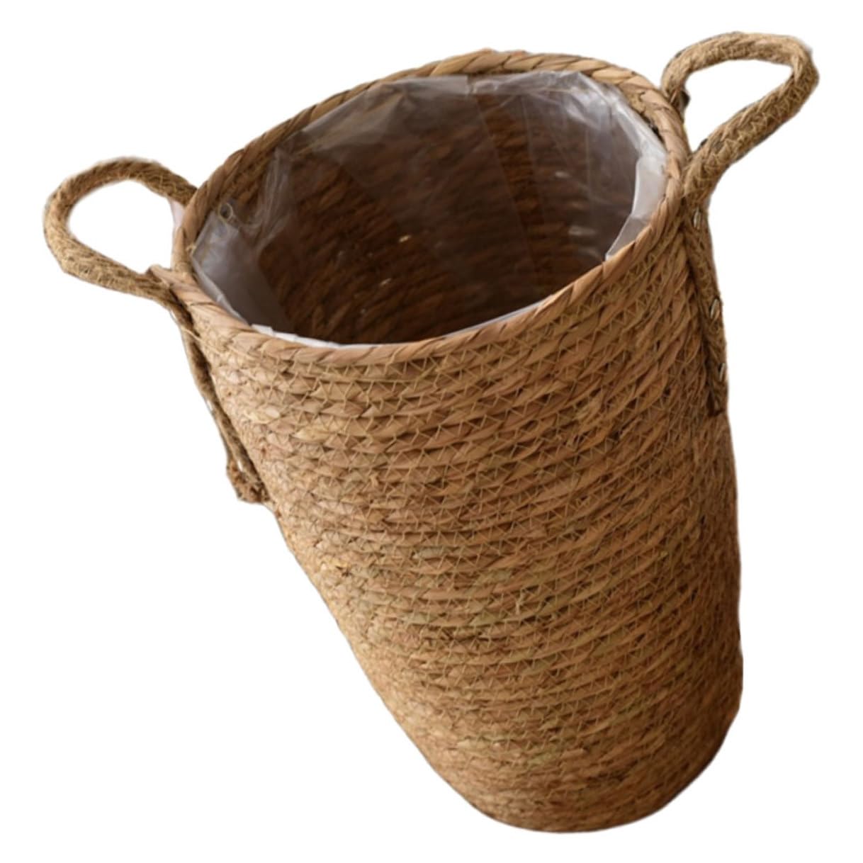 Panier à fleurs décoratif intérieur et jardinière suspendue en paille fait main