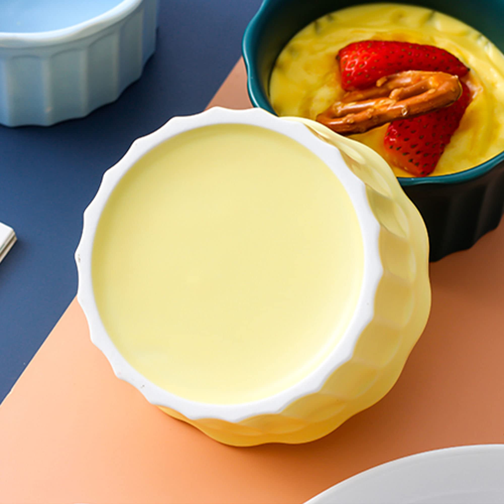 Bol à soupe, bol à riz, bol à déjeuner, ensemble de ramequins, 230 ml, ramequins à crème brûlée, plats à soufflé allant au four, ramequins à soufflé, ramequins for friteuse à air-rose-lot de 8 (Color