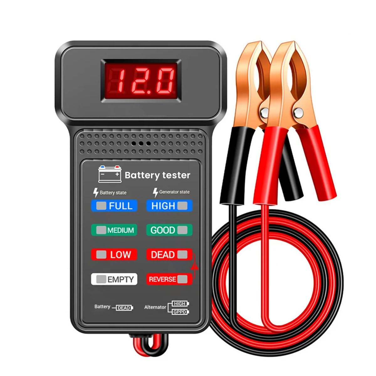 12V Car Battery Tester Generator Tester Automotive, Battery Monitor Analyzer Universal Vehicle Battery Tester with LED Indicator Car Battery Trouble Shooting Universal Battery Tester