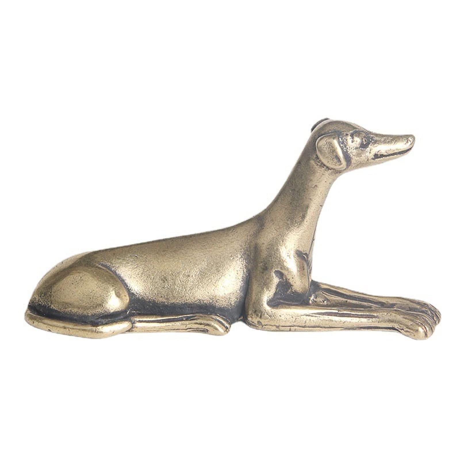 NGDFGR Na Brass Solid Hound Tabletop Miniatures Figurine,Pet Dog Statue, Office Study Decorative Ornament, Bronze Zodiac Dog Sculpture Craft Collection