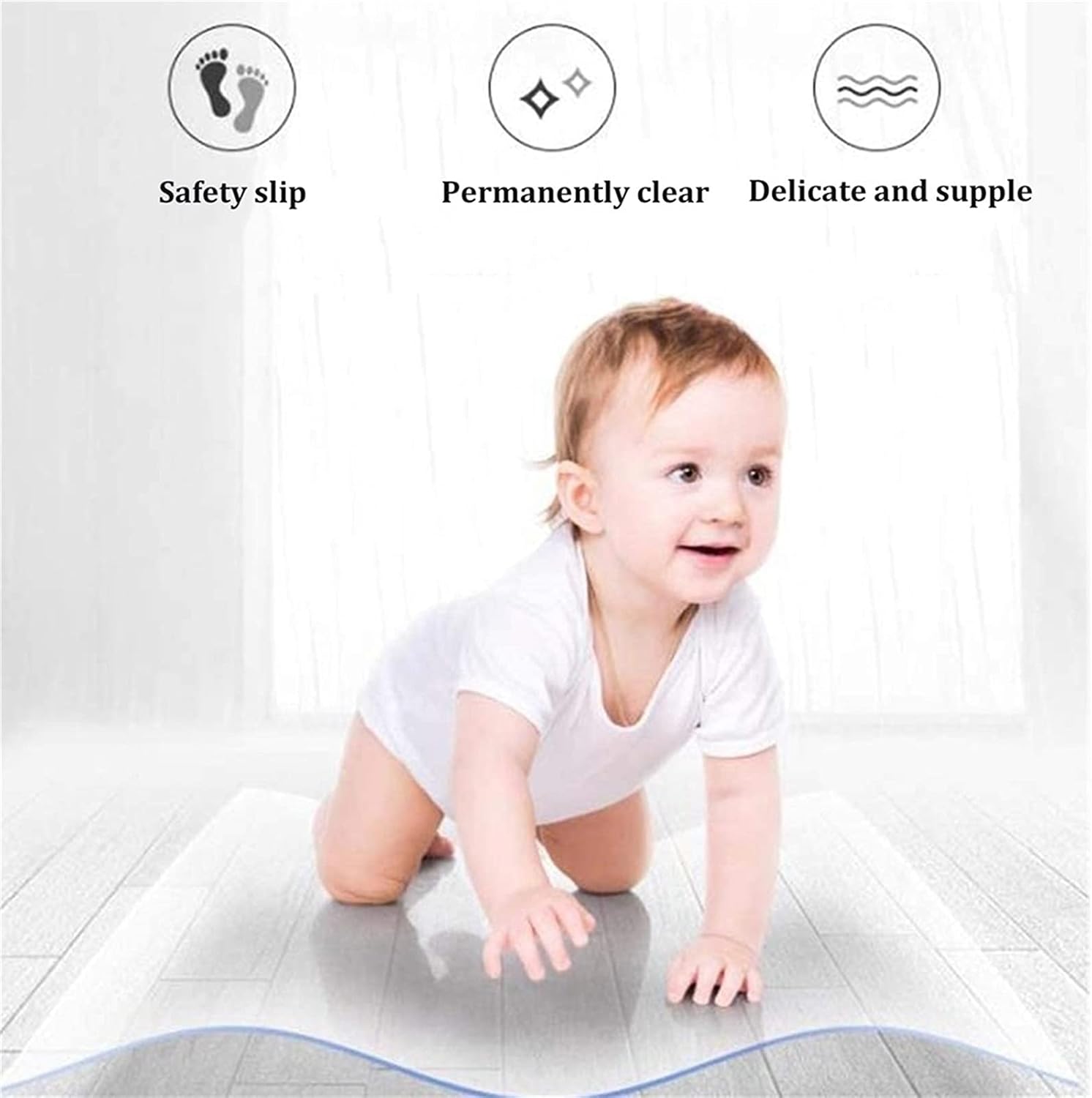 1.5mm Floor Protectors for Hardwood Floors/Office Chair/Entryway Rugs,Area Rug Clear Plastic Carpet Protector Runner, 1.4m/1.2m/1m/0.8m Wide(120x100cm(4ftx3.3ft))