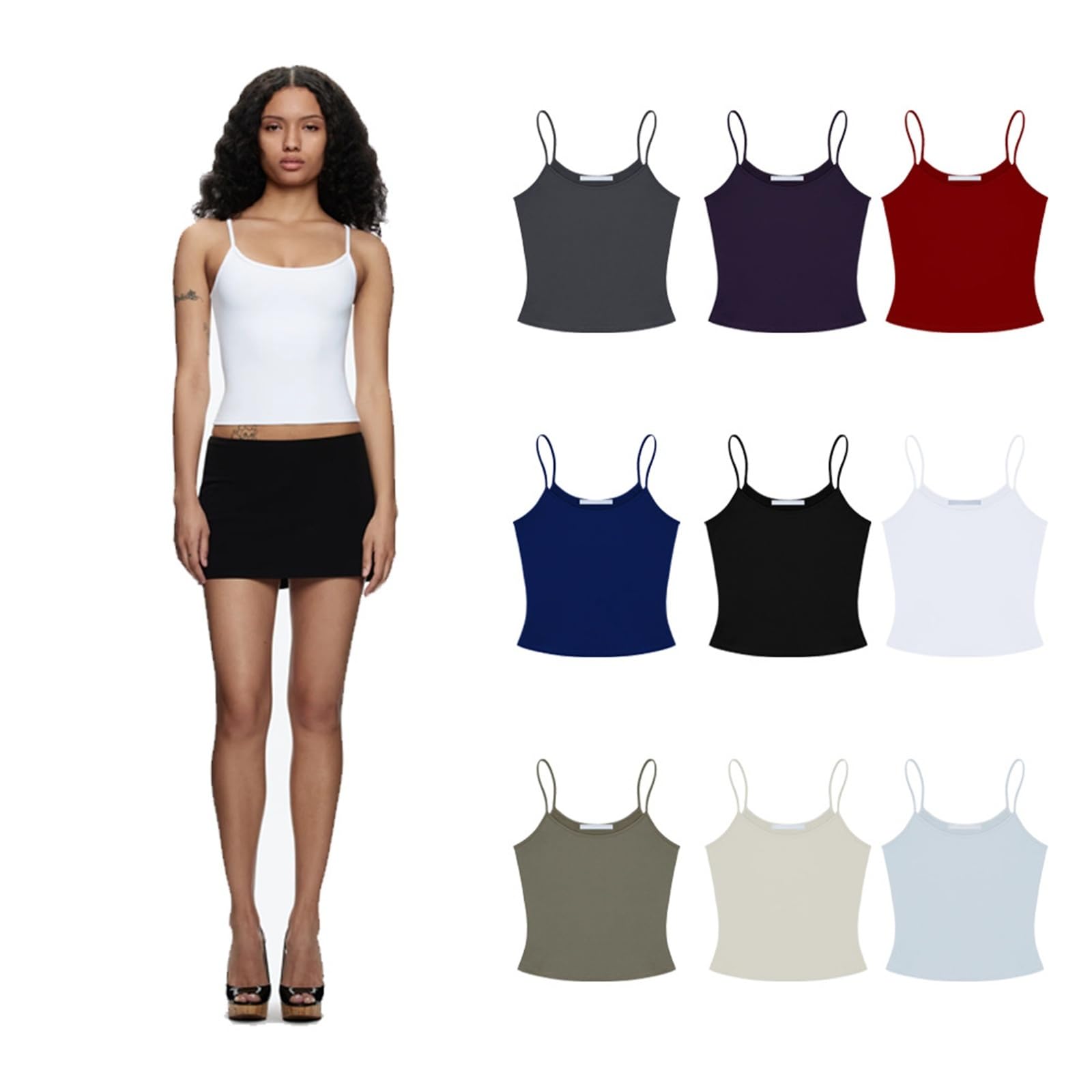 Camiseta Sin Mangas para Mujer Camisola sin Mangas de Verano, Ropa Exterior básica Multicolor Alta Elasticidad, Camiseta, Top versátil Ajustado for Uso Diario