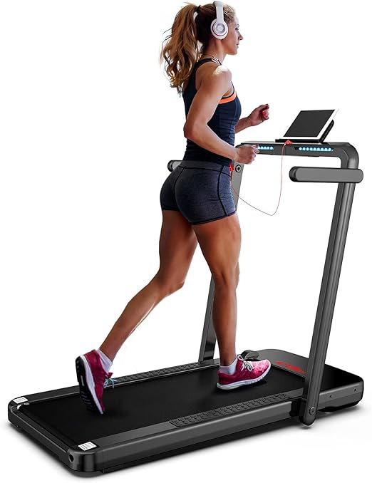 2 in 1 Foldable Treadmill, FLYLINKTECH Home Quiet Treadmill with Bluetooth Control, Transport