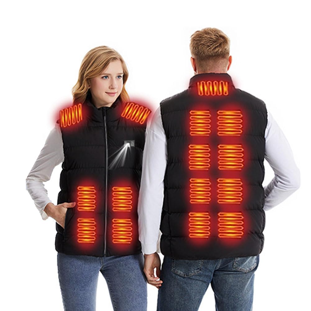 Gilet Riscaldato Leggero Uomo, Gilet Riscaldato con Regolazione Temperatura e Porta USB Riscaldamento Intelligente 15 Zone Lavabile in Macchina XS/S