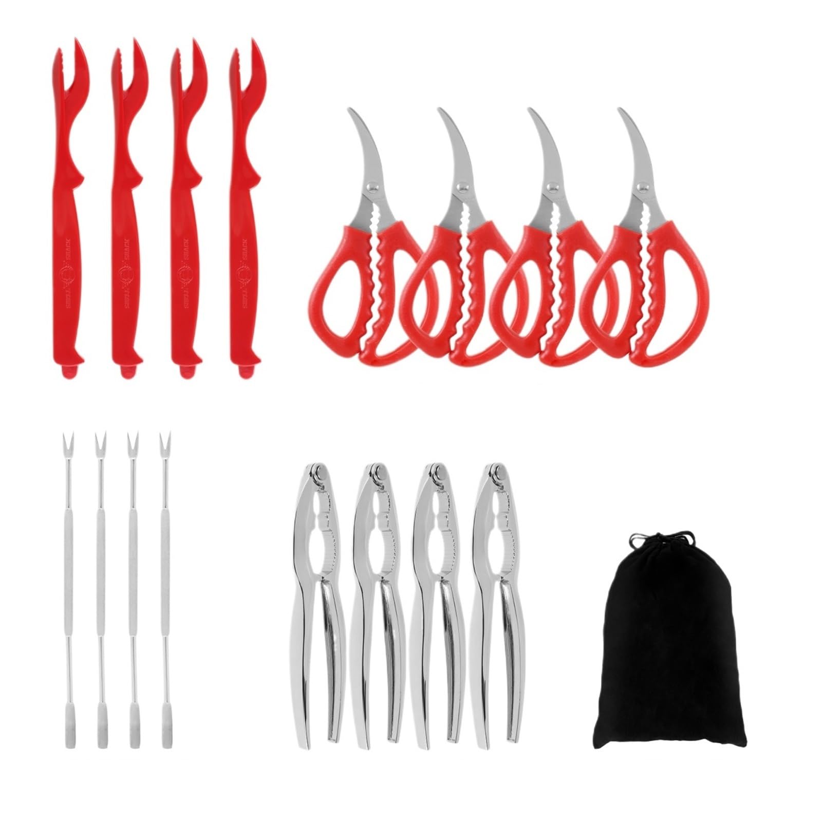 Juego de Herramientas Profesionales para mariscos, 16 Uds., ergonómico, Galleta de nueces, Cangrejo, Galleta, Tenedor, Tijera, desgranador de Langosta, Accesorio de Cocina
