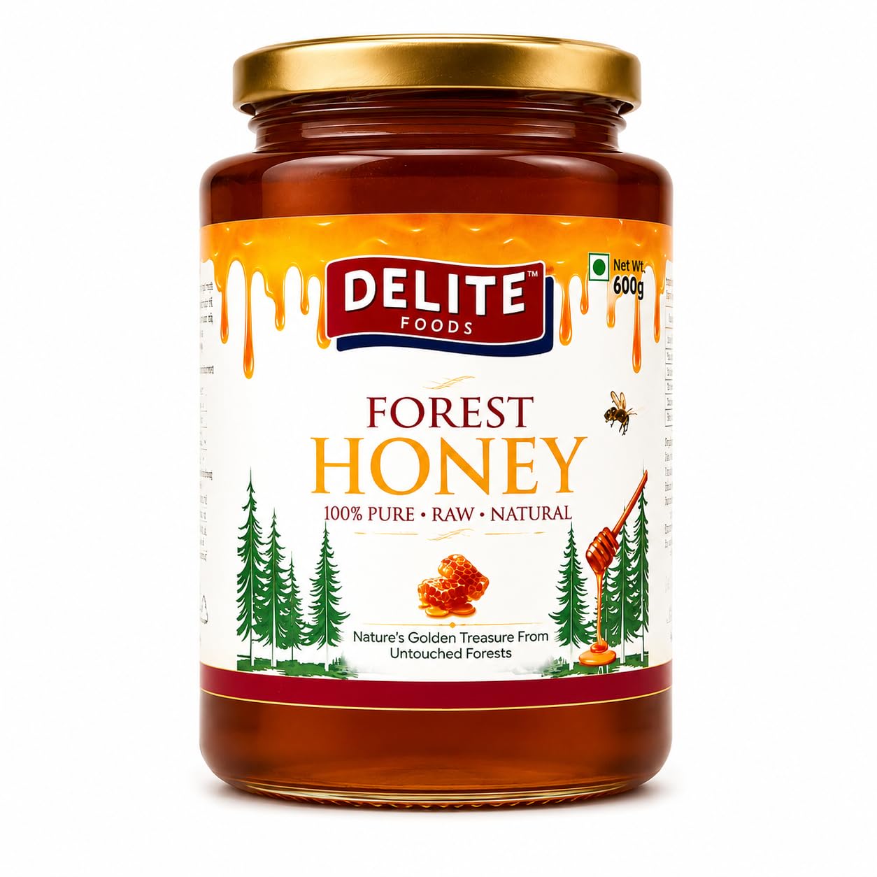Delite Foods Forest Honey, 600g | 100% Pure Raw Natural Honey | Unprocessed & Unfiltered | No Added Sugar | Rich in Natural Antioxidants | Premium Forest Honey | Product of India-image-15