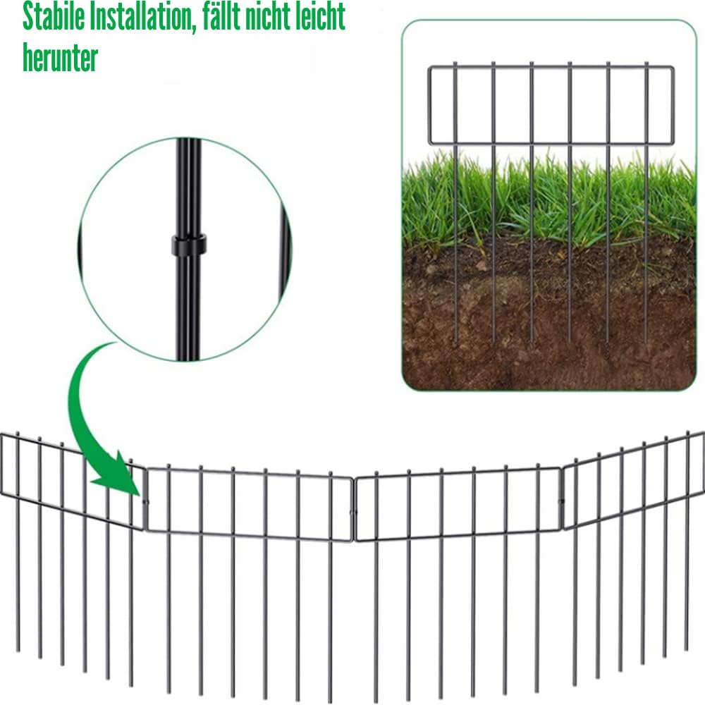 10 Stück Garten Tierbarriere Zaun, rostfreies Metall, Anti-Doggie Graben Garten Grenze, Hunde Kaninchen, Blocker Zaun für den Außenbereich, insgesamt 3,3 m (L) x 43,2 cm (H) (10)