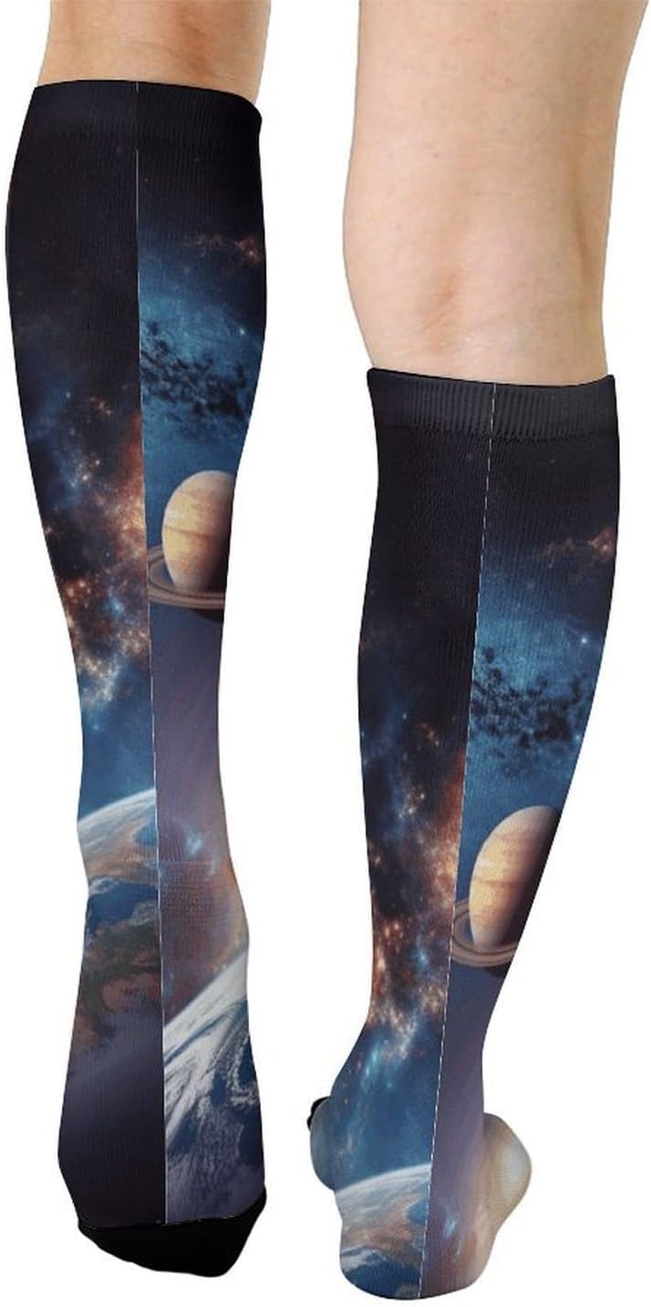 Knee High Socks Universe Galaxy Long Tube Boot Seamless Toe