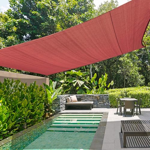 Image of KANAGAWA 13'x20' Sun Shade Sail Rust Red Curved Rectangle Customizable