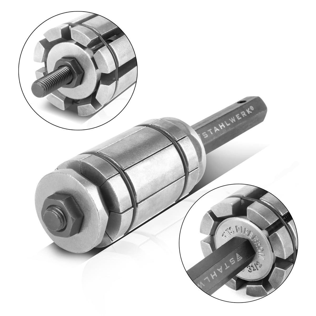 STAHLWERK Set d'évaseurs de tuyau 29-89 mm Ensemble de 3 pièces pour élargisseur de tuyau d'échappement | Expandeur de tuyau | Formeur de tuyau d'échappement | Éclisse de tuyau | Outil pour véhicules