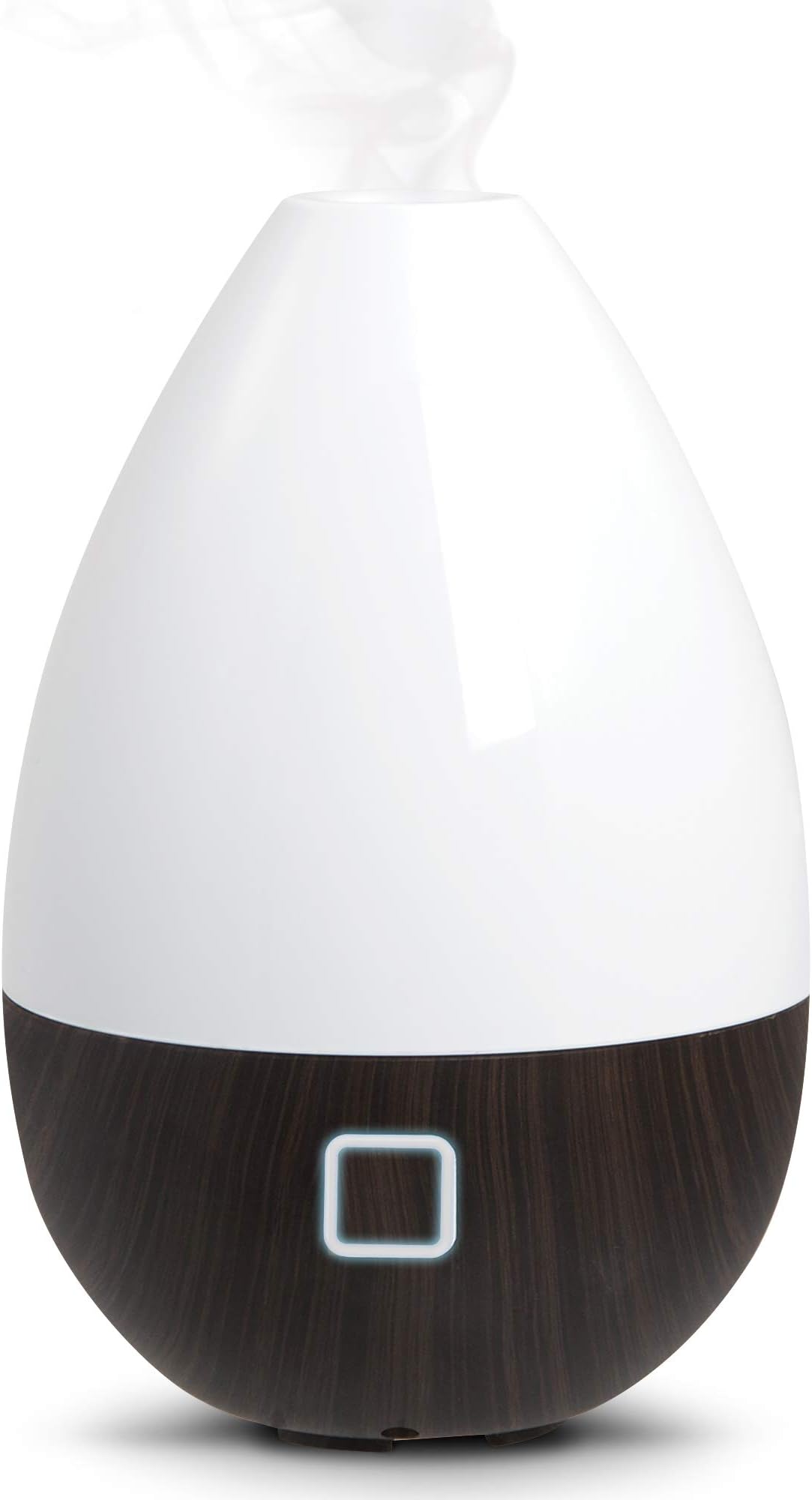 SHARPER IMAGE Essential Oil Aromatherapy Mist Diffuser 6 Ounce Capacity, Faux Dark Wood Base & White Top