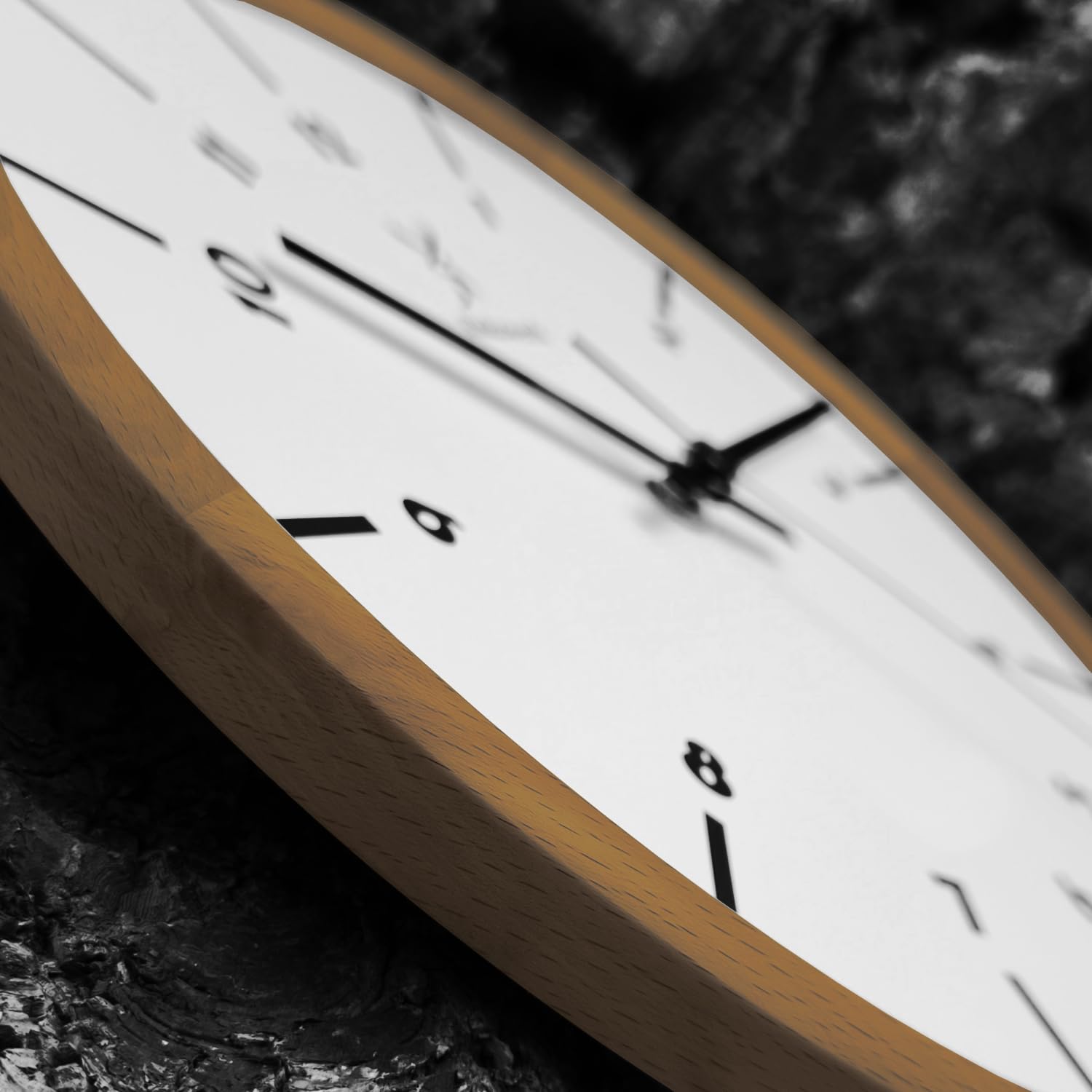 Holzwerk Natur Holz Wanduhr Holz-Uhr Vintage lautloses Uhrwerk ohne Tickgeräusche Braun Weiß lautlos skandinavisches Design aus handgefertigtem Massivholz 32 cm