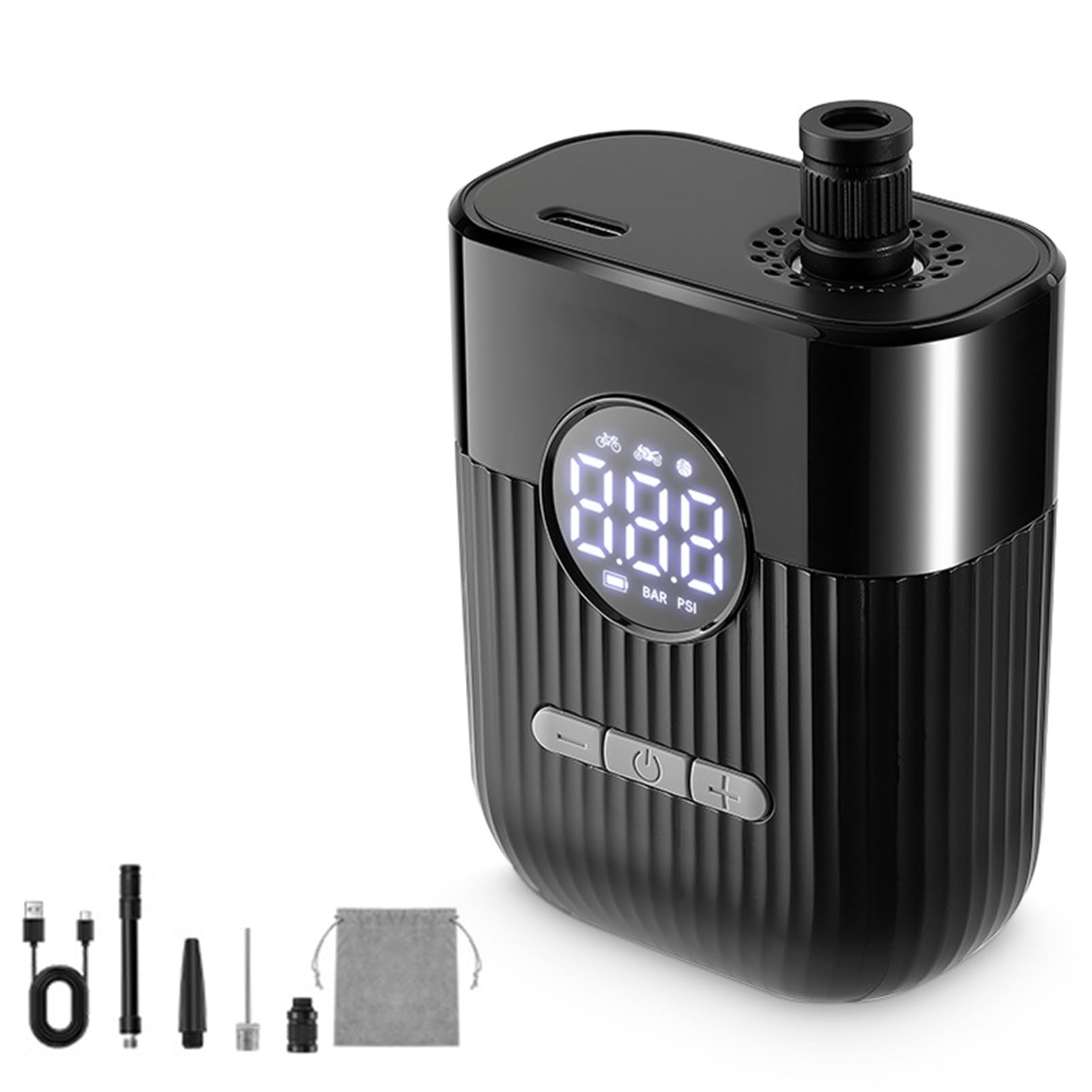 HUIOP Mini Gonfiatore Elettrico per Pneumatici di Bicicletta, Pompa Portatile Ad Alta velocità, Potente e con Funzione di Arresto emergenza.