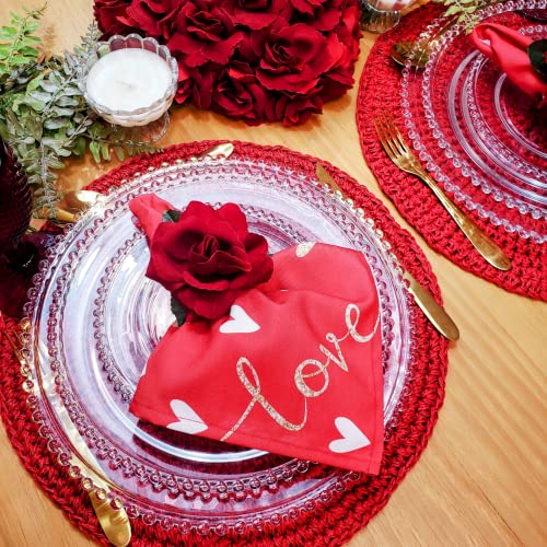 Maison Charlô | Set Of 6 Red Colombiana Rose Flower Rosebud Napkin Rings | Memorial Day, Patriot, Mother's Day, Valentines, Wedding, Banquet, Christmas, Birthday, Thanksgiving #TOP6