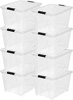 Vista 42 de IRIS USA Contenedores de almacenamiento de plástico apilables de 40 cuartos de galón con tapas, paquete de 6 unidades, sin BPA, fabricados en Perla
