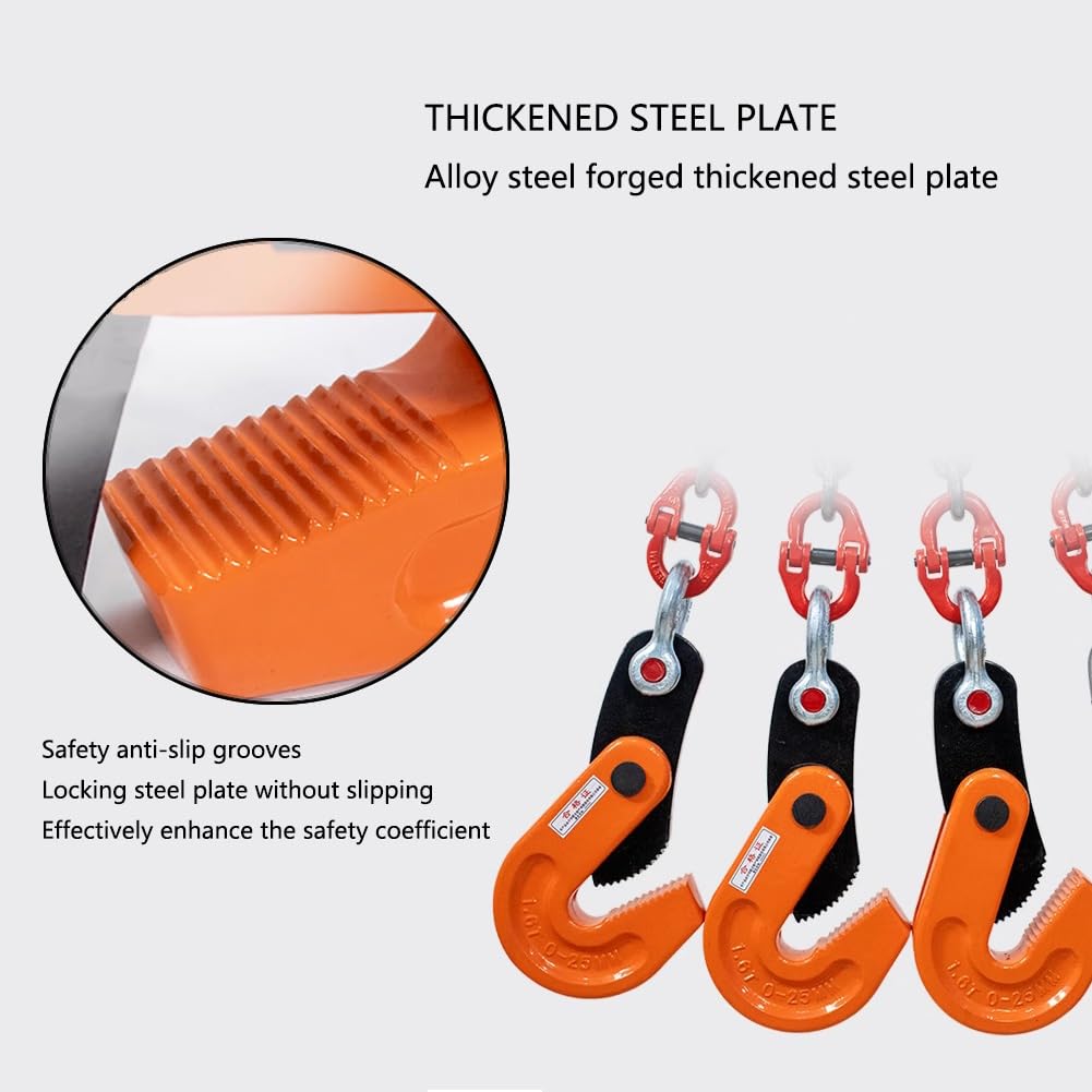 DNGXAOYA Double Chain Flatbed Lifting Vise, Chains 1-3M Available,1T-3.2T/2204-7054lb Jaws Up to 40mm/1.6in, Chains Removable for Horizontal Lifting and Handling of Panels(3.2 ton Chain 1m)